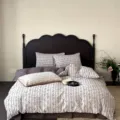 Wabi-Sabi style cotton 4-piece bedding set, yarn-dyed washed floral jacquard duvet cover. - Hibiscus - Coffee / [Flat Sheet Style] 1.5m 4-Piece Set - Duvet Cover 200x230