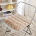 Thick winter faux fur chair cushion, cozy plush seat pad for office home study chair comfort. - Square / Khaki