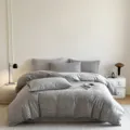 Grey jacquard bedding set 4-piece, modern minimalist duvet cover and pillowcases. - Floating Cloud - Grey / 1.2m Flat Sheet 3-Piece Set