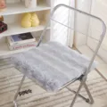 Thick plush chair cushion grey fuzzy seat pad for comfortable office and home chair use - Square / Light Gray