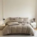 Cotton Jacquard Duvet Cover Set Brown Bedding Set Elegant Bedroom Linens Variant - Floating Cloud - Coffee / 1.2m Flat Sheet 3-Piece Set