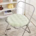 Light green plush round seat cushion, thickened fluffy chair pad for home and office use - Round / Green