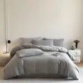 Grey cotton jacquard bedding set 4-piece luxury bedroom duvet cover pillow cases - Diamond Lattice - Gray / 1.2m Flat Sheet 3-Piece Set