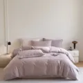 Cotton jacquard 4-piece bedding set in soft purple, elegant modern bedroom style variant. - Heart's Love - Pink Purple
