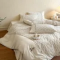 French style ditsy floral bedding set cotton ruffles duvet cover bed sheet pillowcases - Coco Rabbit - Bean Paste Flower
