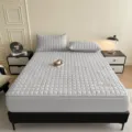 Graues gestepptes Spannbetttuch Set Baumwolle Matratzenschutz mit zwei Kissenbezügen. - Cloud Soft - Grau / 90*190CM