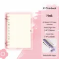 Cuaderno de anillas rosa A5 con cierre de botón, 60 hojas 120 páginas, bloc diario. - Paquete de 1 - Versión gruesa / Rosa