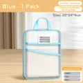 Blue L-shaped portable file bag transparent mesh document bag with handle 32x24x4cm - 32*24*4cm / Blue