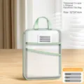 Green L-shaped transparent file storage bag with zipper, handle, and 3-layer thickened design. - 32*24*4cm / Green
