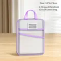 Purple 3-layer thickened L-shaped mesh document bag student handbag storage organizer 32x24cm - 32*24*4cm / Purple