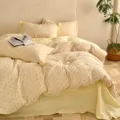 Parure de lit en coton jacquard pois jaunes housse de couette taies douillet maison. - Ensemble 3 pièces drap plat 1,2 m / Jaune