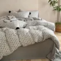 Parure de lit en coton jacquard gris à pois ensemble housse de couette 4 pièces - Ensemble 3 pièces drap plat 1,2 m / Gris