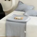 Καπιτονέ σετ καλυμμάτων κρεβατιού από πλυμένο βαμβάκι, μαλακά και αναπνεύσιμα κλινοσκεπάσματα. - Σετ 3 Τεμαχίων 230x250cm / Μοτίβο πλέγματος ρυζιού - γκρι