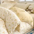 Fresh cotton bedding set 4-piece yellow floral duvet cover sheet cozy bedroom decor 2025 new - Story of Yellow Flowers / 150x200cm Single Duvet Cover [Combed Cotton Comfortable & Skin-Friendly]