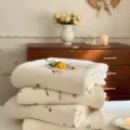 Cotton linen summer quilt floral embroidery breathable air conditioner duvet variant soft bedding - Combination Pattern / 150x200cm Summer Quilt