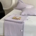 Set κουβερλί από καθαρό βαμβάκι, μαλακό και αναπνεύσιμο κλινοσκεπάσματα για όλες τις εποχές. - Σετ 3 Τεμαχίων 230x250cm / Μοτίβο πλέγματος ρυζιού - ανοιχτό μοβ