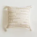 Bohemian style square pillow cover with tufted stripes and corner tassels for home decor. - Chris Square Style / 45x45cm