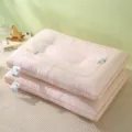 Pink cervical pillow core set, soft quilted sleeping support pillow for home dorm daily use. - Single / Pink