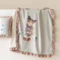 Sommer Klimaanlage Bettdecke aus Baumwolle mit süßem Mädchen Print und Rüschenkanten. - Prinzessin Rosa / Kissenbezüge / Paar