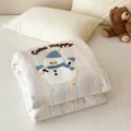 Summer air conditioning quilt with cute snowman embroidery and pastel stripes, soft and cozy. - Cute Snowman / 150x200cm Single Summer Quilt