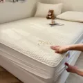 Gestepptes 100% Baumwoll Bettlaken verdickter Matratzenschutz fuer alle Jahreszeiten - 48x74cm Kissenbezüge Paar / Weiß