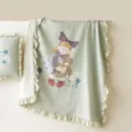 Gewaeschene Baumwolle Sommer Decke mit Volants, niedliche Schlafzimmer Bettwaesche Set. - Prinzessin-Grün / Kissenbezüge / Paar