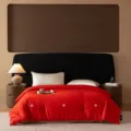 Red silk duvet set featuring traditional auspicious embroidery for cozy bedroom decor. - 2*2.3m Total Weight 4 Jin (2kg) / Blessings and Joy - Red