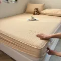 Gestepptes Matratzenschoner Bettlaken in Beige, dicker Baumwoll Bettbezug mit Wabenmuster für Betten. - 48x74cm Kissenbezüge Paar / Khaki