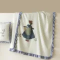 Summer washed cotton air conditioning quilt set with cute ruffle design and pastoral girl pattern. - Baby Blue