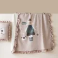 Summer washed cotton air conditioning quilt with ruffles, cute girl pattern, soft pink bedding. - Childhood Dream Pink