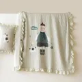 Double ruffled air-conditioning quilt summer washed cotton cool thin comforter for girls - Childhood Dream Green