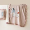 Summer washed cotton air conditioning quilt double ruffles cooling blanket with pillowcase. - Horse Pink