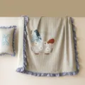 Washed cotton summer air conditioning quilt with ruffles and cute pony design for bedroom. - Pony Blue
