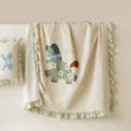 Summer washed cotton air conditioning quilt set with ruffles and cute pony pattern for bedroom decor. - Green Horse Pattern