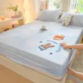 Cotton fitted sheet set with cute embroidery and floral pattern cozy bedroom bedding decor - Star Sweet Fox & Rabbit