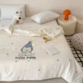 Gewaschene Baumwolle süße Cartoon Sommerdecke mit bunten Punkten und süßer Stickerei. - 200x230 cm Einzel-Sommerdecke / Glückliche Loopy