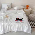 Waschbare Baumwolle süße Cartoon Patchstickerei Sommerbettdecke Klimaanlagen Decke Variante - 200x230 cm Einzel-Sommerdecke / Lustige Katze