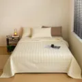 Juego de colcha acolchada de algodón, cubrecama lavado con fundas de almohada, ropa de cama. - Juego de colcha de 3 piezas: 200*230 cm + 2 fundas de almohada 48*74 cm / Profiterol de nube - Amarillo crema