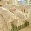 French vintage floral ruffled bedding set 4-piece cozy soft breathable cotton cover main view - Chunxi / 200*230 Single Duvet Cover