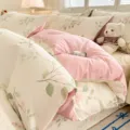 Cute cotton floral duvet cover single pink bedding set cozy bedroom style 150x200cm - Yunlan