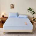 Wasserdichter Matratzenschoner atmungsaktives Bettlaken Bezug süß Bär Druck blau - Blauer Kleiner Bär / 90*200 cm Einzel-Spannbettlaken