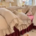 French style polka dot ruffled bedding set, soft cotton feel bedspread with pillowcases. - Amy / 200*230 Single Duvet Cover