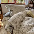 Vintage ruffle floral bedding set with pillowcases and duvet cover, cozy bedroom decor. - Vintage Bow - Light Flower - Beige Grey / 3-Piece Sheet Sets for 1.2m Bed - Duvet Cover 150x200