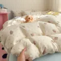 Juego de cama de 4 piezas de algodón con estampado de perrito, suave y transpirable para primavera. - Dulce sueño guau / Par de fundas de almohada de 48x74cm