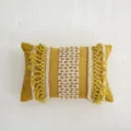 Elegante funda de cojín bohemia amarillo mostaza con flecos y tufting para el sofá. - Funda de Almohada Individual (Sin Núcleo de Almohada) / Yuna (largo)