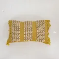 Funda de cojin amarillo estilo bohemio con rayas copetudas y borlas para el sofa. - Funda de Almohada Individual (Sin Núcleo de Almohada) / Yuni (largo)