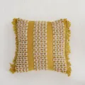 Funda de cojín copetuda bohemia cojín geométrico amarillo para sofá dormitorio salón - Funda de Almohada Individual (Sin Núcleo de Almohada) / Yuni (cuadrado)