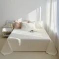Juego de colcha acolchada de algodón espesado antideslizante diseño circular 3 piezas - Fundas de almohada 48x74 cm (par) / Lunares blancos