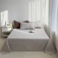 Juego de colcha de algodón acolchado gris, patrón circular, ropa de cama gruesa cepillada. - Fundas de almohada 48x74 cm (par) / Lunares grises