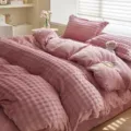 Cozy pink plush velvet duvet cover set thick warm winter fuzzy soft bedding set for bedroom - Dusty Pink / 2.0m Flat Sheet Four Piece Set